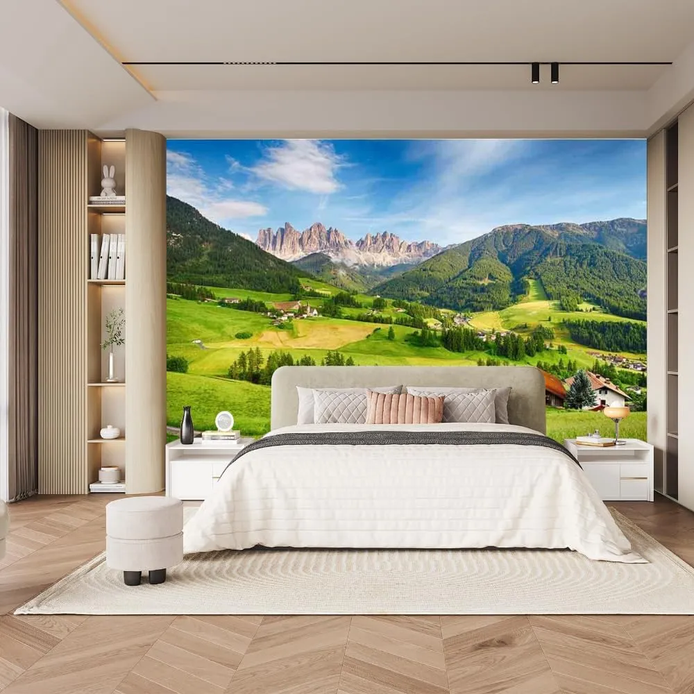 Alpine Grassland 3D Wall Murals, Natural Scenery Mural Art Peel and Stick Wallpaper Removable Wall Stickers for Living Room Bedroom Wall Decor,59"Wx40"H