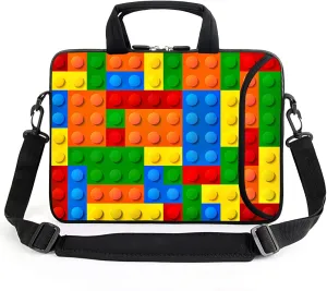 AMARY 15.4" 15.6" laptop sleeve adjustable shoulder strap with handle accessory pocket for men women (Puzzle)