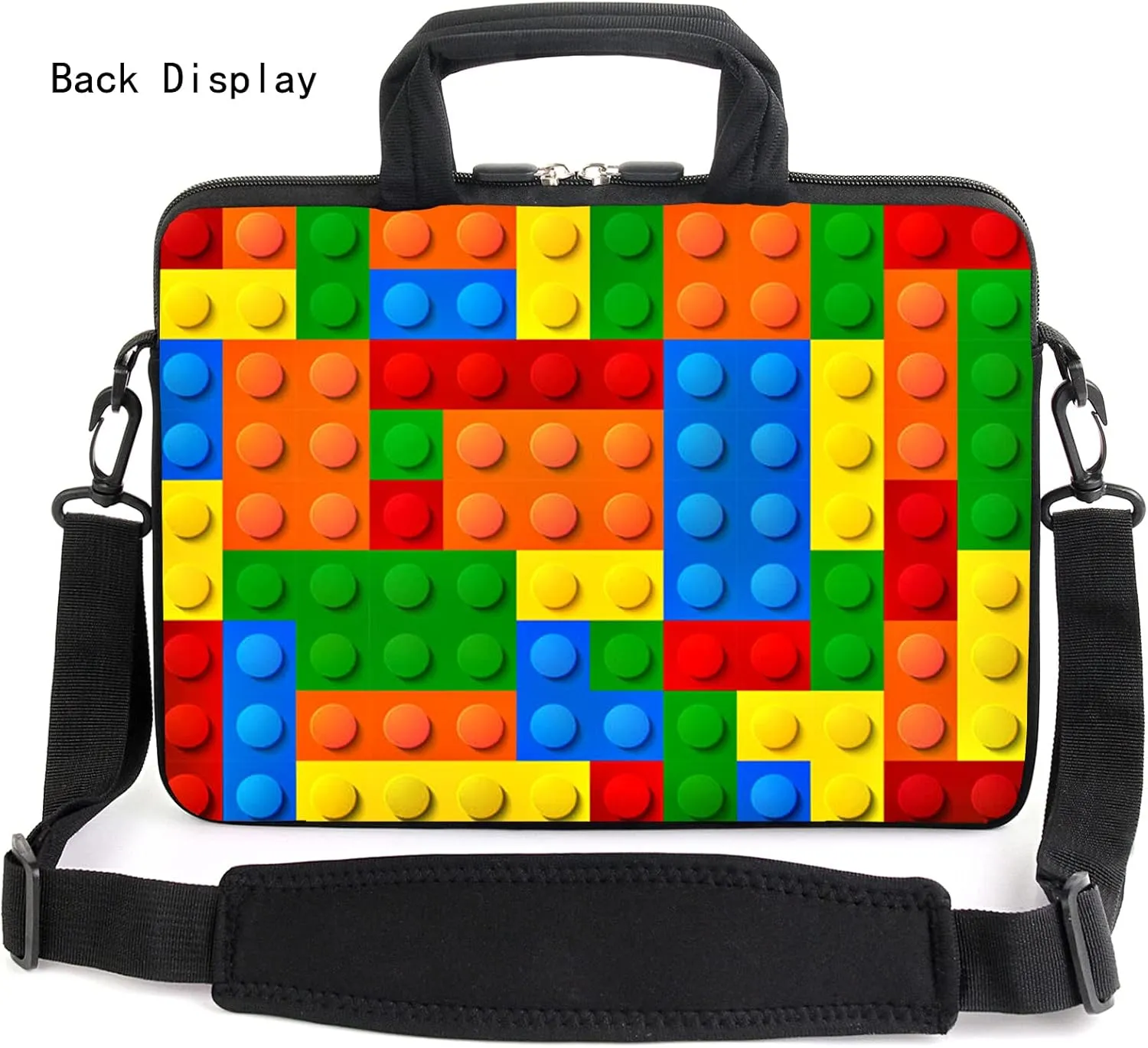 AMARY 15.4" 15.6" laptop sleeve adjustable shoulder strap with handle accessory pocket for men women (Puzzle)