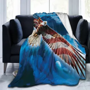 American Eagle Fleece Blanket Super Soft Cozy Throw Blanket Twin 60x80inch, Lightweight Fuzzy Comfy Textured Flannel Blanket Warm Plush Throw Blankets for Couch, Sofa, Bed