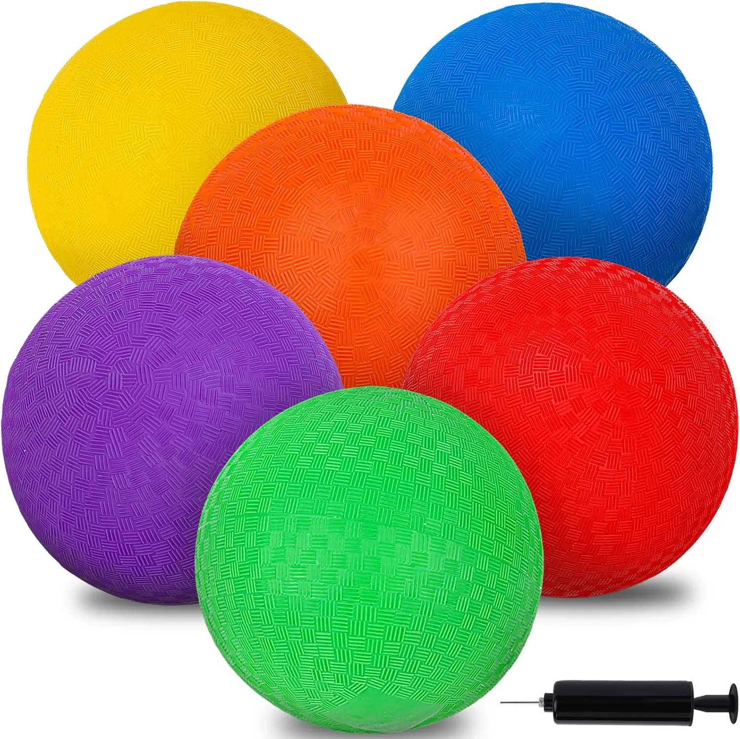 AMOR PRESENT 6PCS Playground Balls with Air Pump, 7inch Inflatable Dodge Ball for Kids Ball Games Gym Camps Exercises Indoor Outdoor