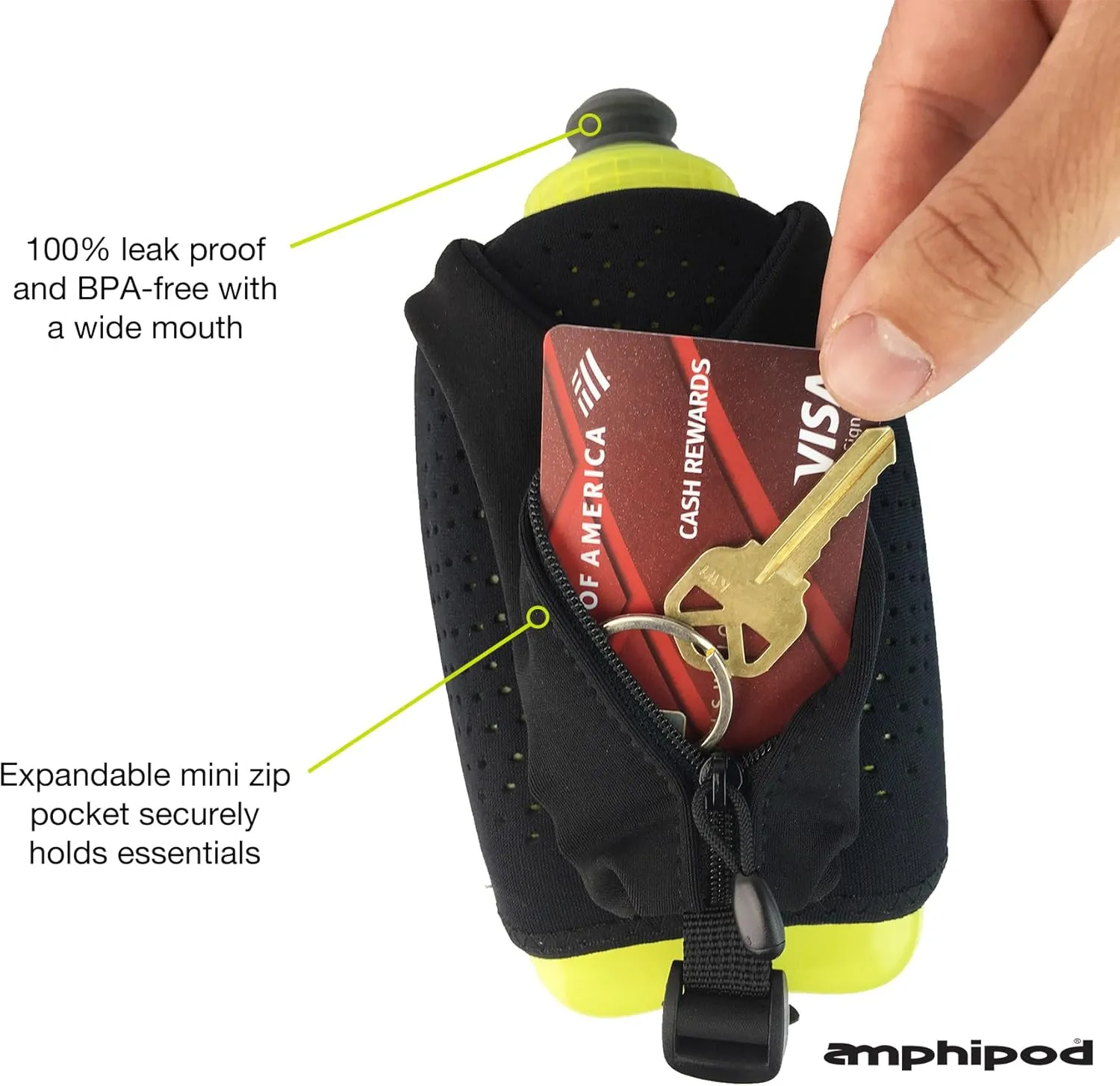 Amphipod Hydraform Handheld Bottle, Ergonomic Runners BPA-Free Hydration/Fuel Water Bottle for Endurance Runners, Hiking & Jogging - Wild Berry - 12 oz.