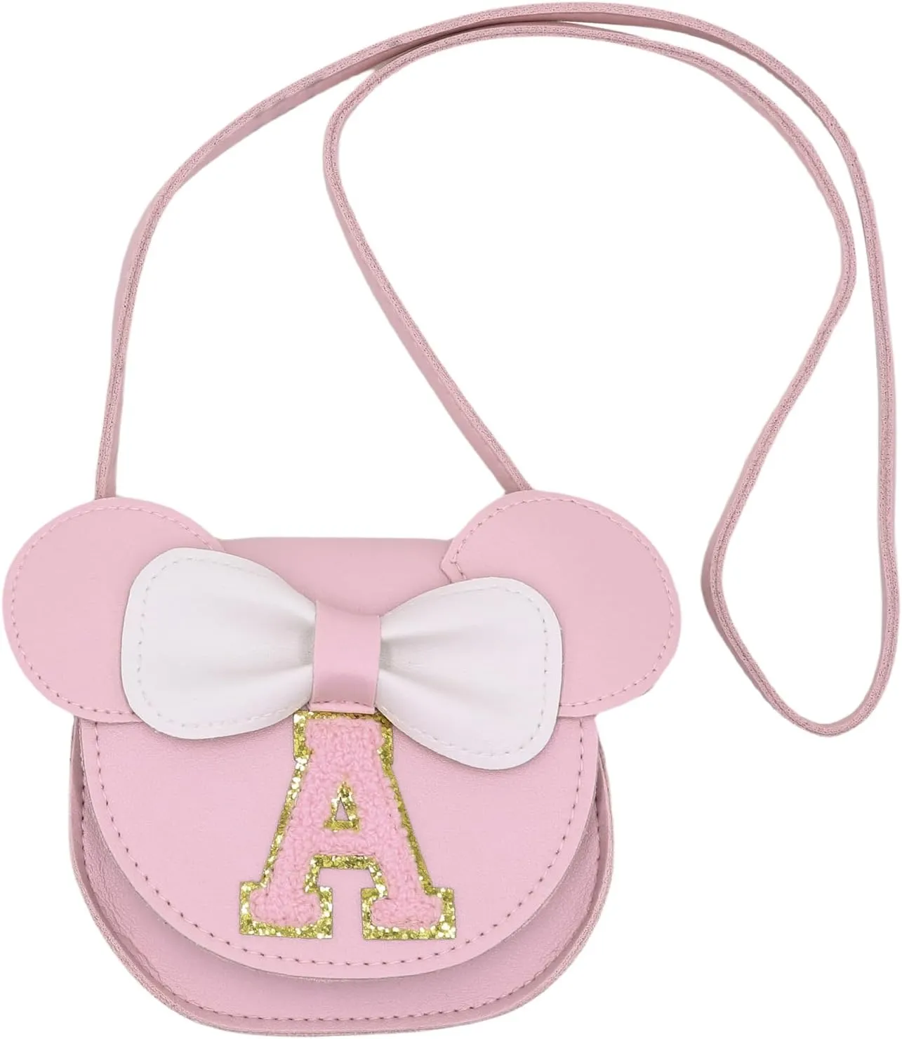 AMPOSSTO Cute Mouse Ears Crossbody Purse for Little Girls Large Bow Shoulder Bag Handbag Red Small