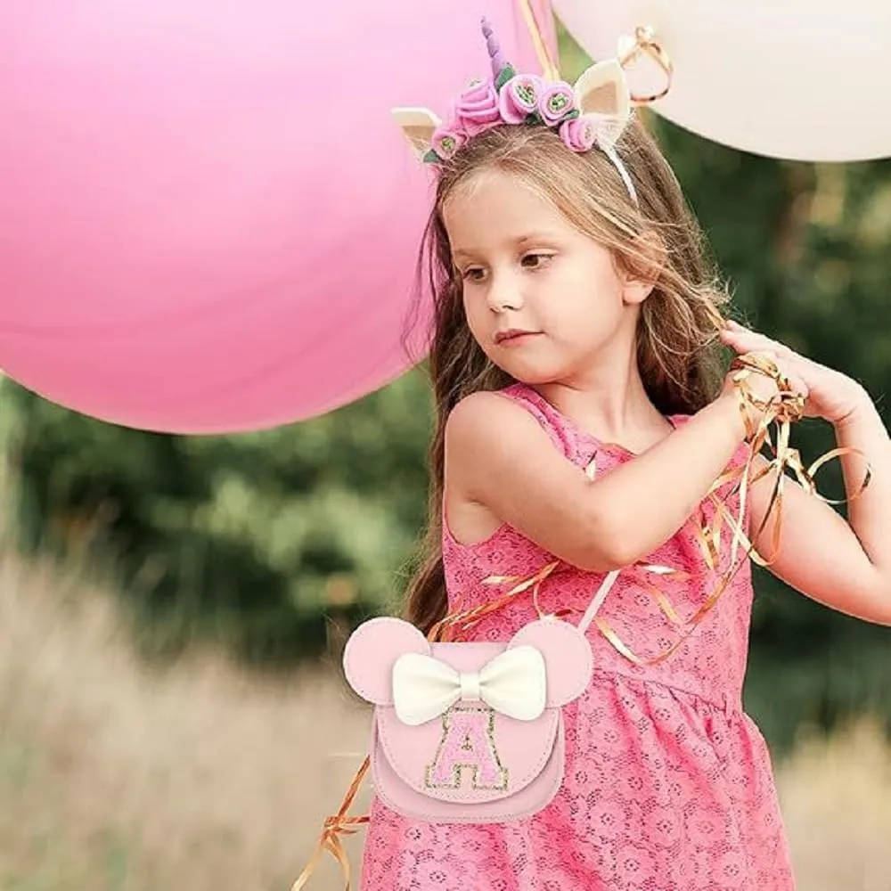 AMPOSSTO Cute Mouse Ears Crossbody Purse for Little Girls Large Bow Shoulder Bag Handbag Red Small