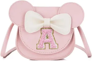 AMPOSSTO Cute Mouse Ears Crossbody Purse for Little Girls Large Bow Shoulder Bag Handbag Red Small
