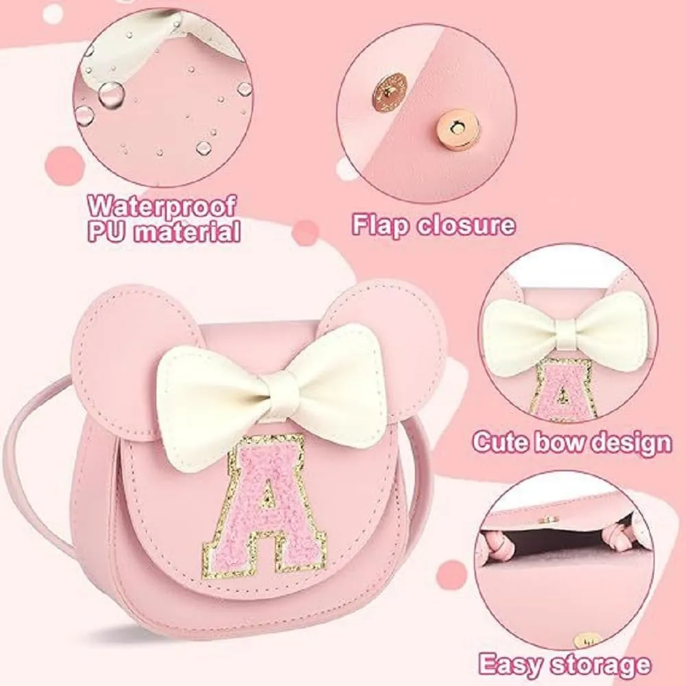 AMPOSSTO Cute Mouse Ears Crossbody Purse for Little Girls Large Bow Shoulder Bag Handbag Red Small