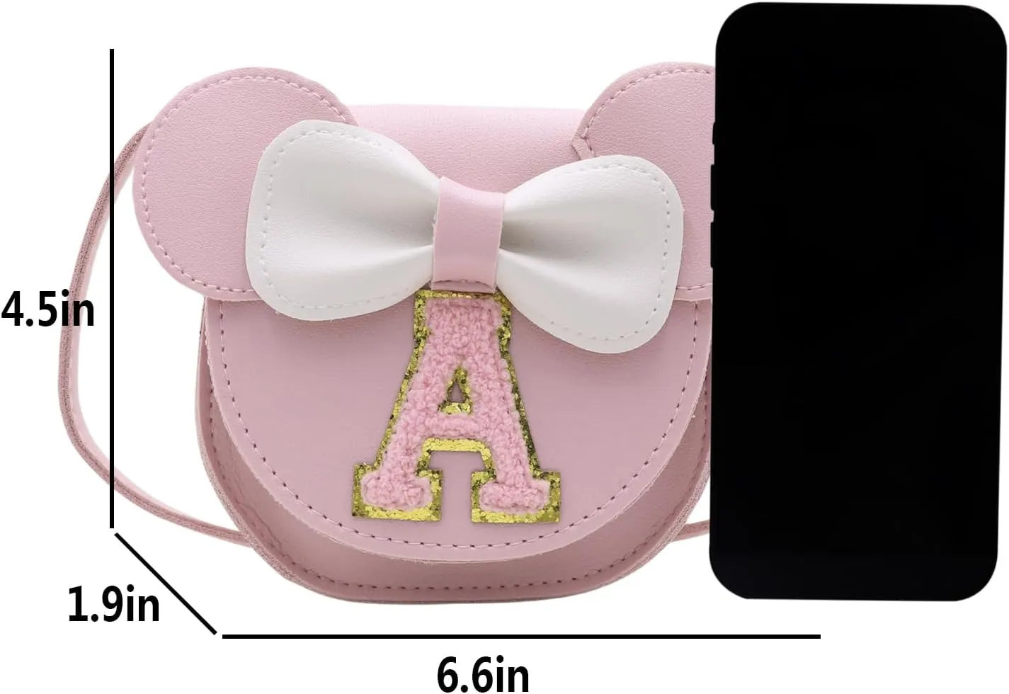 AMPOSSTO Cute Mouse Ears Crossbody Purse for Little Girls Large Bow Shoulder Bag Handbag Red Small