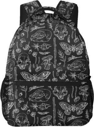 AMRANDOM Men Women Butterfly Skull Head Mushroom Leaf Specimen Travel Laptop Backpack Business Bookbag Durable Sport Backpack for Outdoors Running