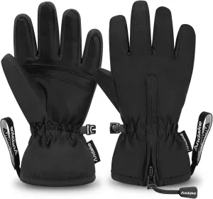 Andake Waterproof &Breathable Kids Snow Gloves 2-10Y Toddler Winter Warm Ski Gloves Kids Mittens for Boys Girls