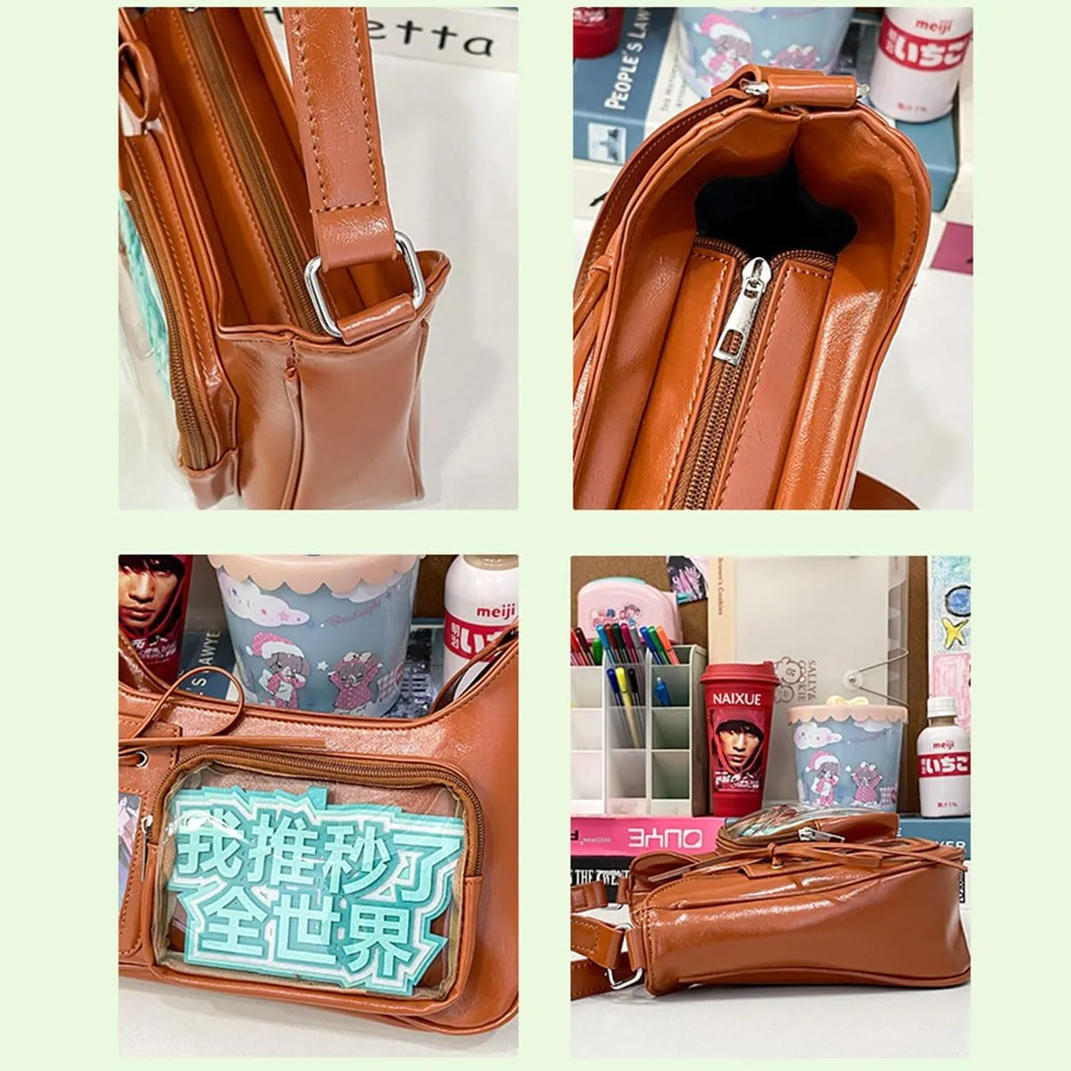 Anime Cosplay cat Ita Bag Y2K Japanese Kawaii pink Crossbody Large Capacity PU for Women's Daily Essentials