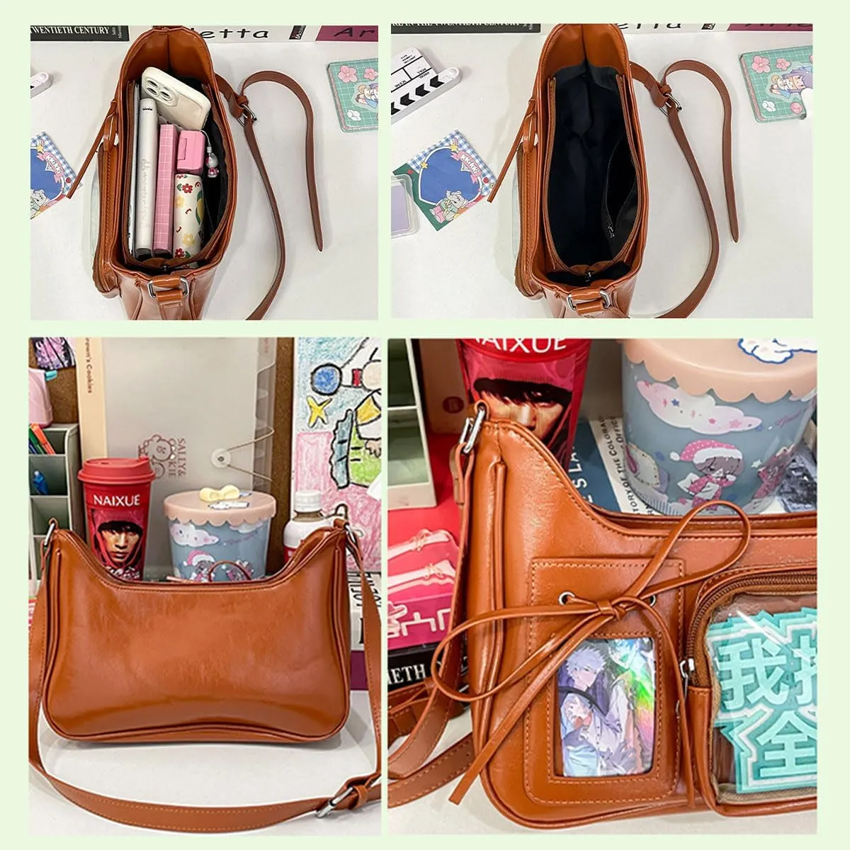 Anime Cosplay cat Ita Bag Y2K Japanese Kawaii pink Crossbody Large Capacity PU for Women's Daily Essentials
