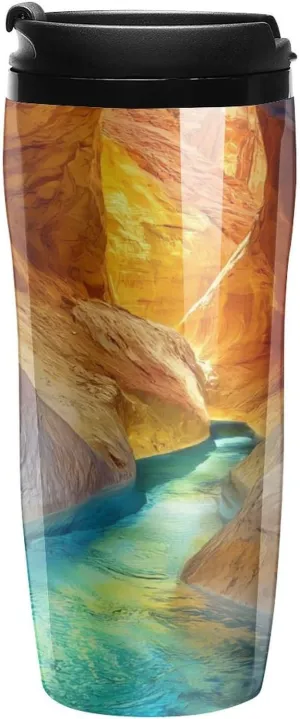 Antelope Canyon Mountain Coffee Mug with Lid Portable Tumbler Water Bottle for Travel Business 350ml