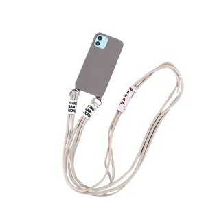 Anymob iPhone Case Gray Crossbody Necklace Lanyard Strap Rope Cord Soft Silicone Cover
