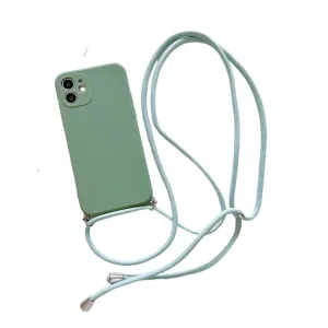 Anymob iPhone Case Mint Green Crossbody Necklace Strap Lanyard Soft Silicone Cover