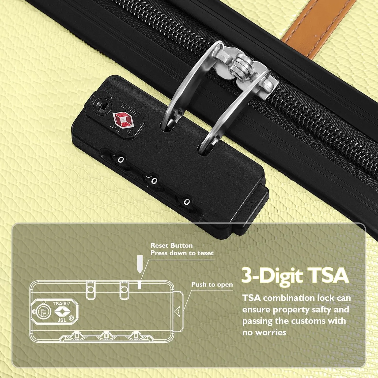 AnyZip Luggage Sets 3 Piece ABS PC Hardside Lightweight Suitcase with Spinner Wheels TSA Lock Carry on 20 24 28 Inch Cream