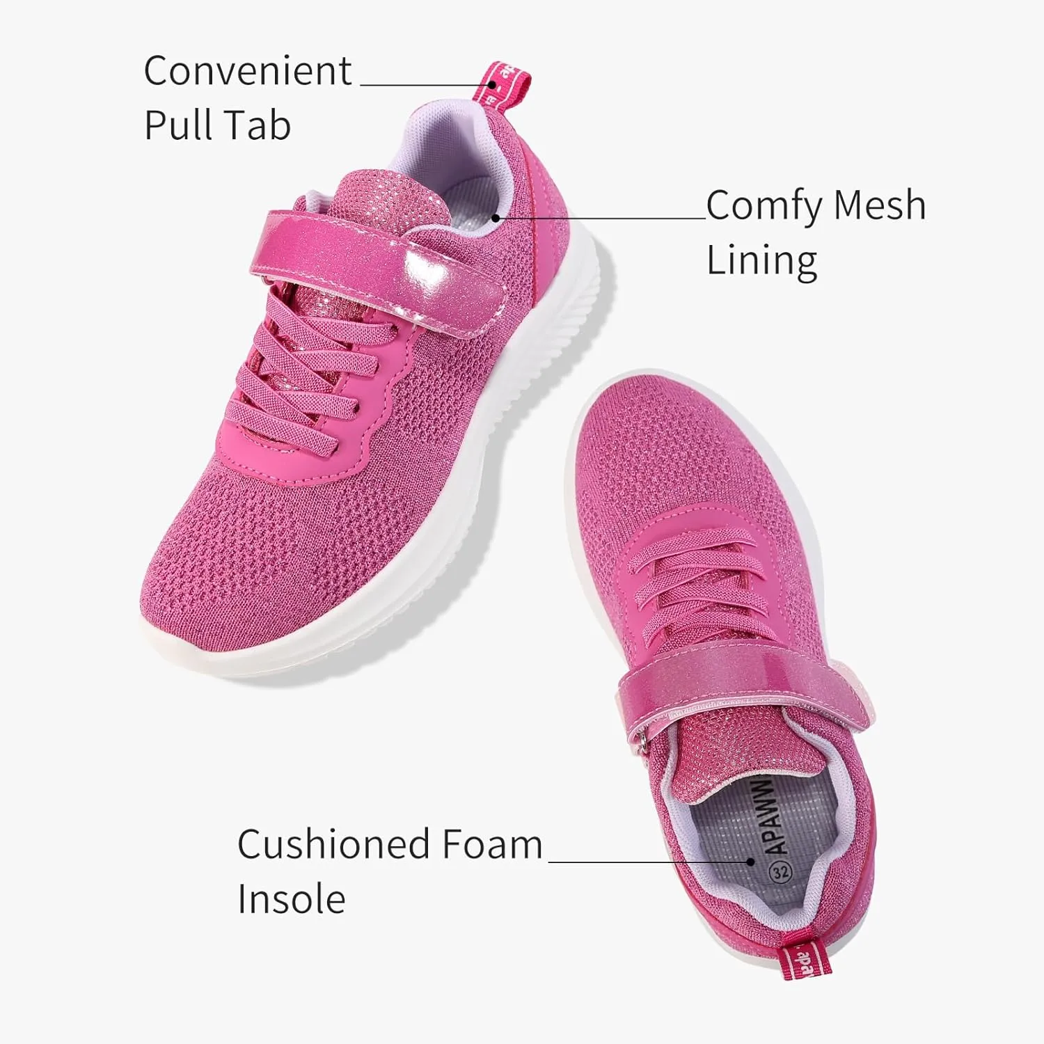 Apawwa Boys Girls Sneakers Lightweight Sneaker for boy Kids Breathable Tennis Shoes for Toddler/Little Kids/Big Kids