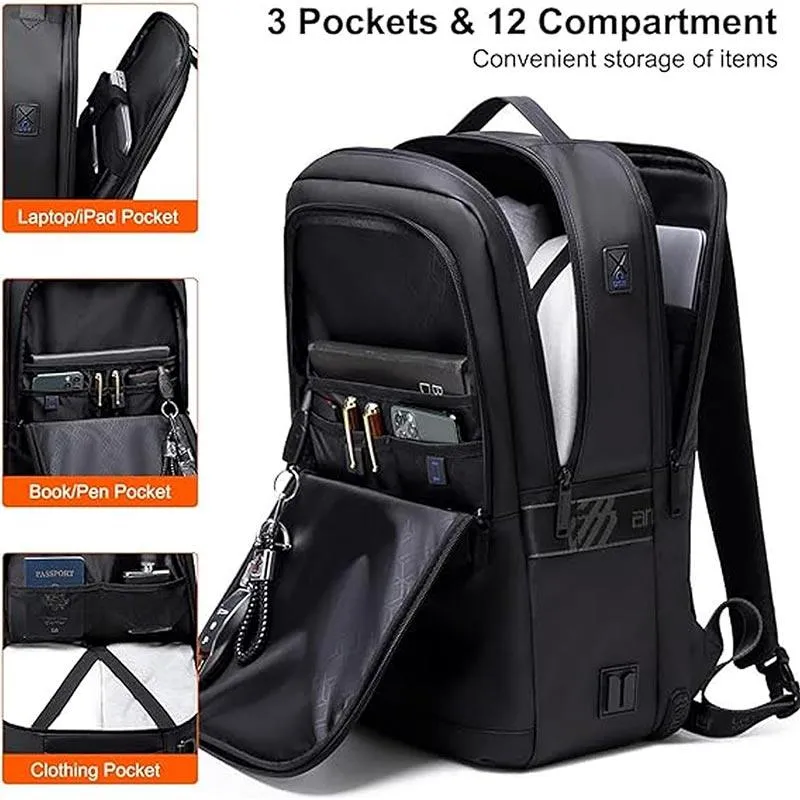 Arctic Hunter Semi Hard Expandable Laptop Backpack with Built in TSA lock and USB port Water Resistant 15.6 inch Unisex Gaming Backpack for Travel, Office and Business, B00487