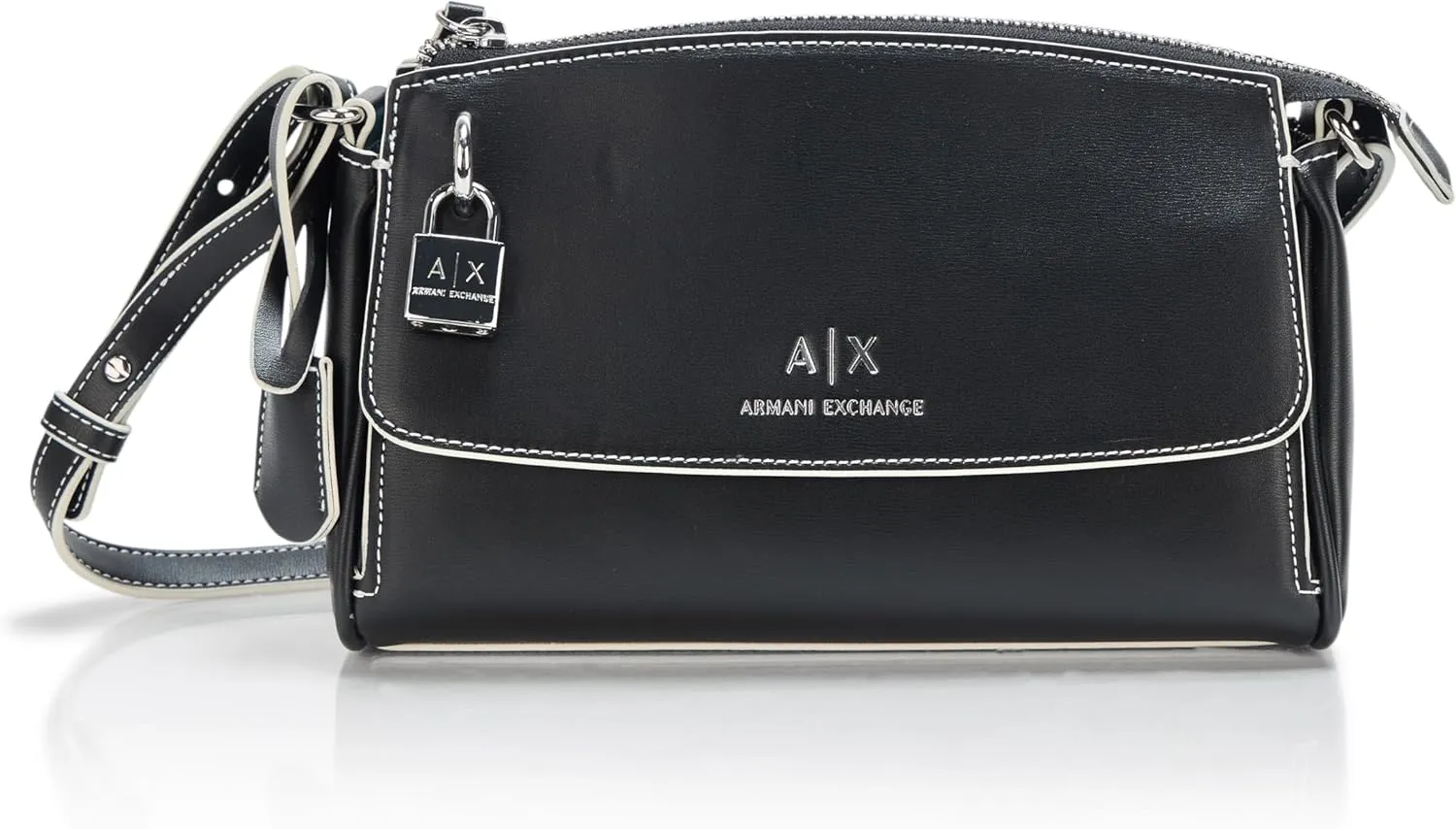 Armani Exchange Jane Crossbody, Fancy Black Monogram Newspaper
