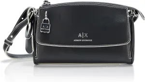 Armani Exchange Jane Crossbody, Fancy Black Monogram Newspaper