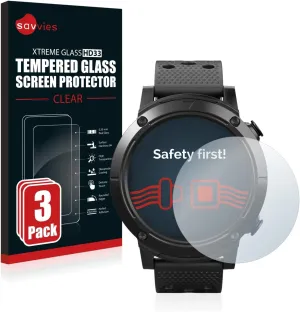 Armoured Glass 3-Pack compatible with SilverCrest Smartwatch Sport Tempered Glass Screen Protector [Shockproof, 9H Ultra Hard]