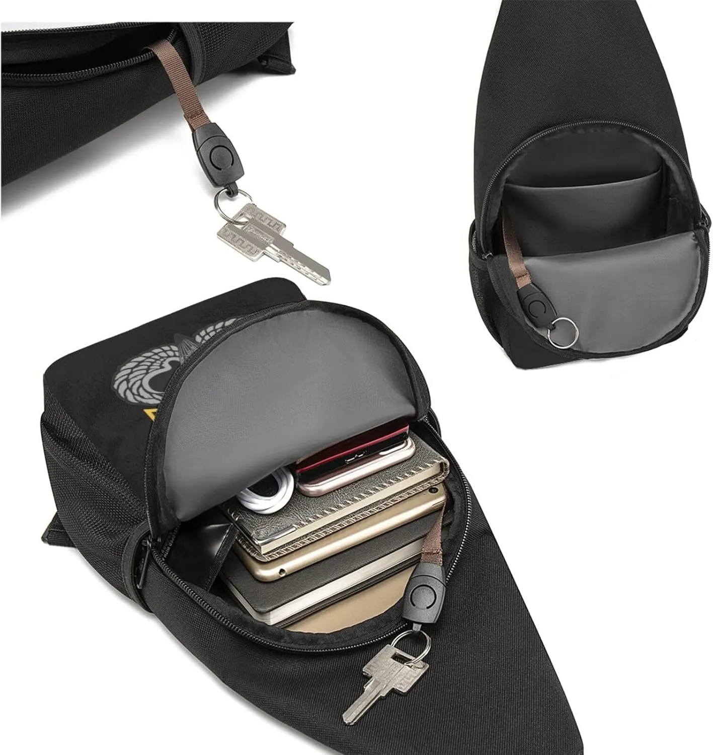 Army Ranger Tab With Airborne Wings Unisex Chest Bag Lightweight Crossbody Shoulder Bag Travel Pocket