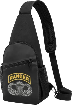 Army Ranger Tab With Airborne Wings Unisex Chest Bag Lightweight Crossbody Shoulder Bag Travel Pocket