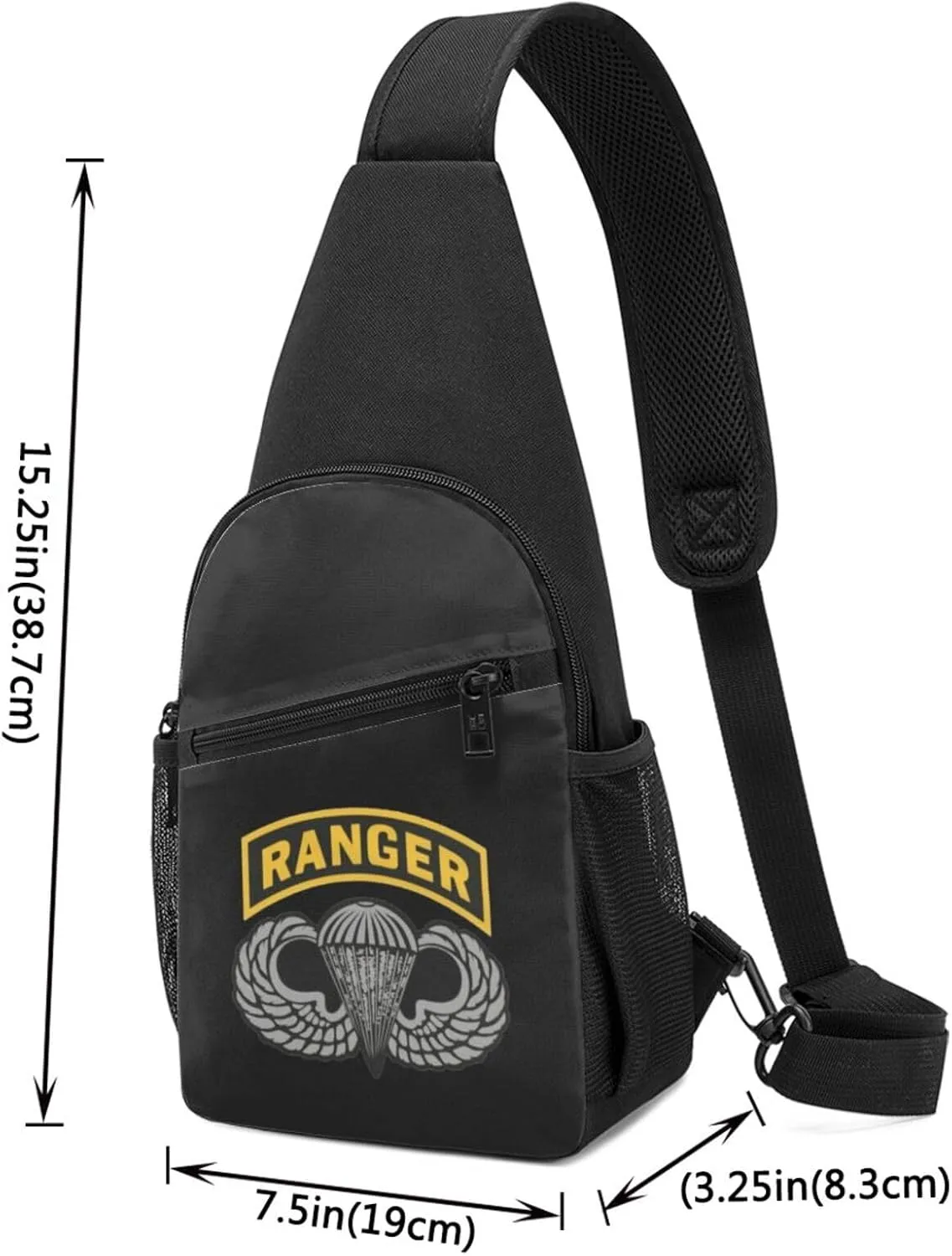 Army Ranger Tab With Airborne Wings Unisex Chest Bag Lightweight Crossbody Shoulder Bag Travel Pocket
