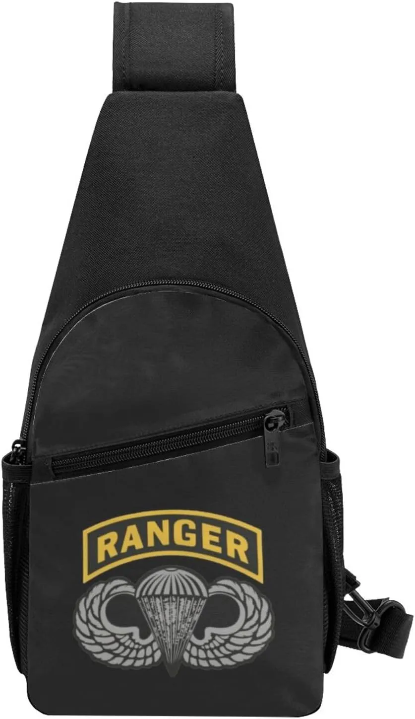 Army Ranger Tab With Airborne Wings Unisex Chest Bag Lightweight Crossbody Shoulder Bag Travel Pocket