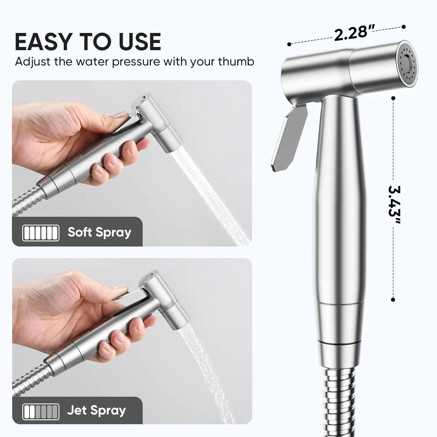 Arofa Handheld Bidet Sprayer for Toilet - 3 Pack Bidets Faucet for Existing Toilets Cloth Diaper Jet Sprayer, Stainless Steel Muslim Shower with Bidet Hose for Feminine Wash