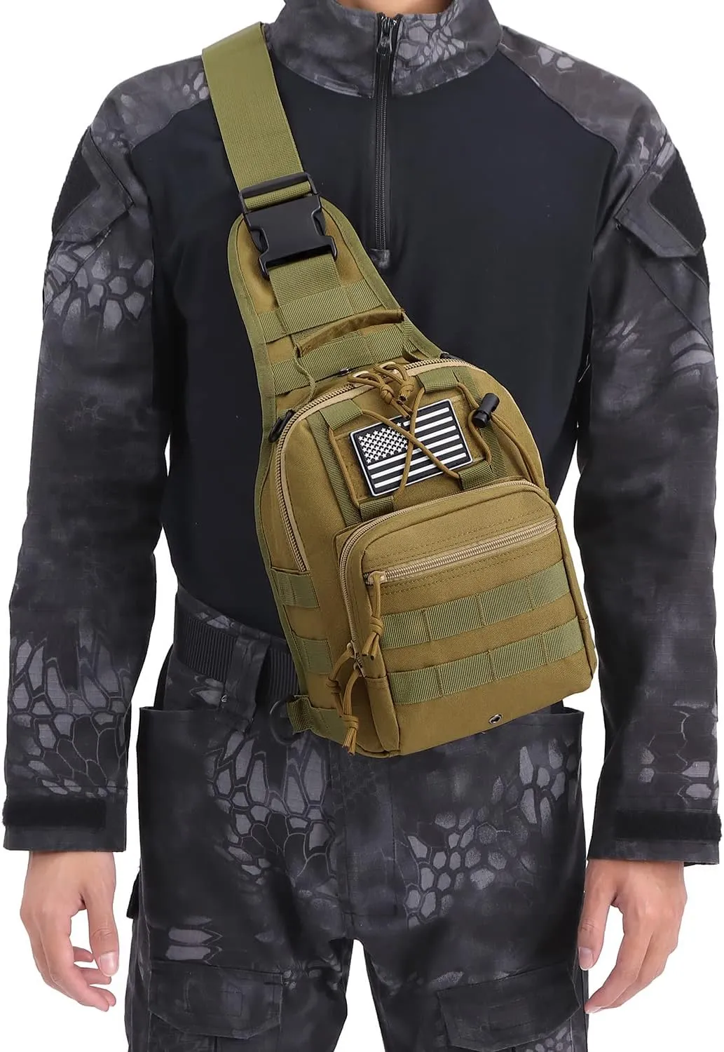 ATBP Small Tactical Sling Backpack Bag for Men Military Shoulder Bag Pack EDC Crossbody Bag for Hiking 7 Liters