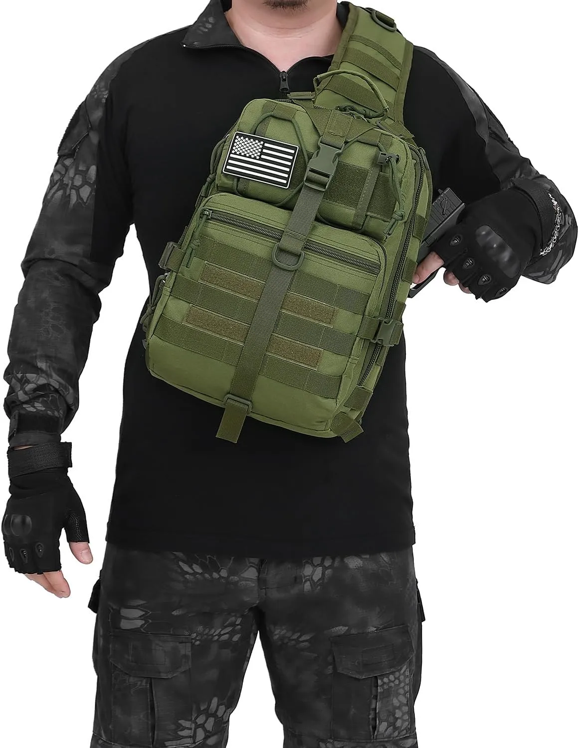 ATBP Tactical Crossbody Sling Backpack Militray Shoulder Holster Bag For Men Chest Pack Hiking Daypack 15L