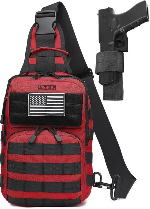 ATBP Tactical Sling Backpack With Holster Military Crossbody Bag for Men Single Shoulder Back Pack 10L