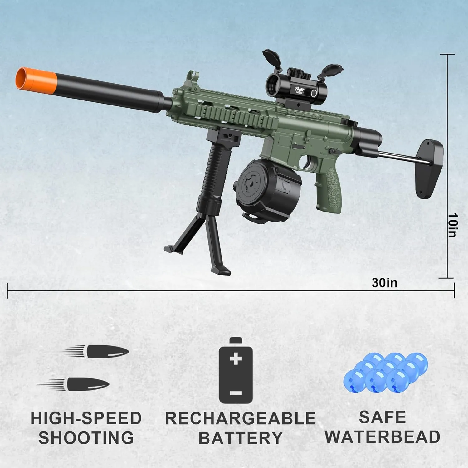 Automatic Blaster, Electric Blaster with Goggles, Fun Shooting Games, Age 18 , Green