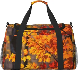 Autumn Leaves Big Capacity Sports Gym Bag Portable Travel Duffle Bag, Fall Tree Lightweight Weekender Workout Bag for Overnight, Unisex