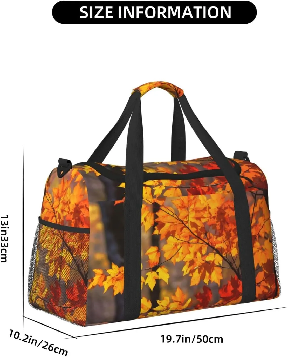 Autumn Leaves Big Capacity Sports Gym Bag Portable Travel Duffle Bag, Fall Tree Lightweight Weekender Workout Bag for Overnight, Unisex