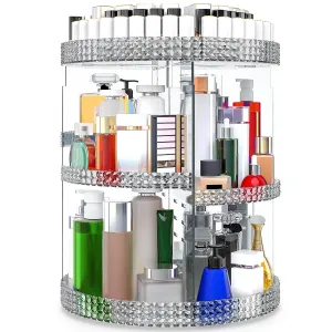 Awenia Makeup Organizer 360-Degree Rotating, Adjustable Makeup Storage, 7 Layers Large Capacity Cosmetic Storage Unit, Fits Different Types of Cosmetics and Accessories (Gray, X-Large)