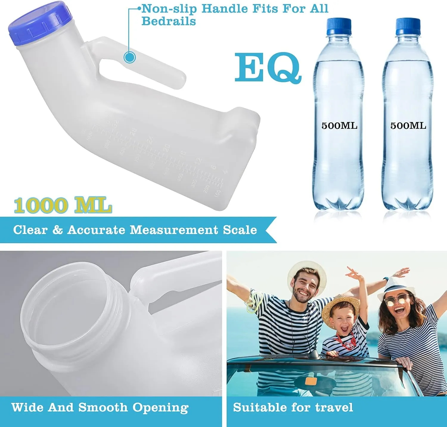AWOKEN Unisex Urinal, Portable Toilet Urinal for Men and Women, Pee Bottle with a Sealed Lid and Funnel for Elderly Kids and Patients for Camping Outdoor Travel