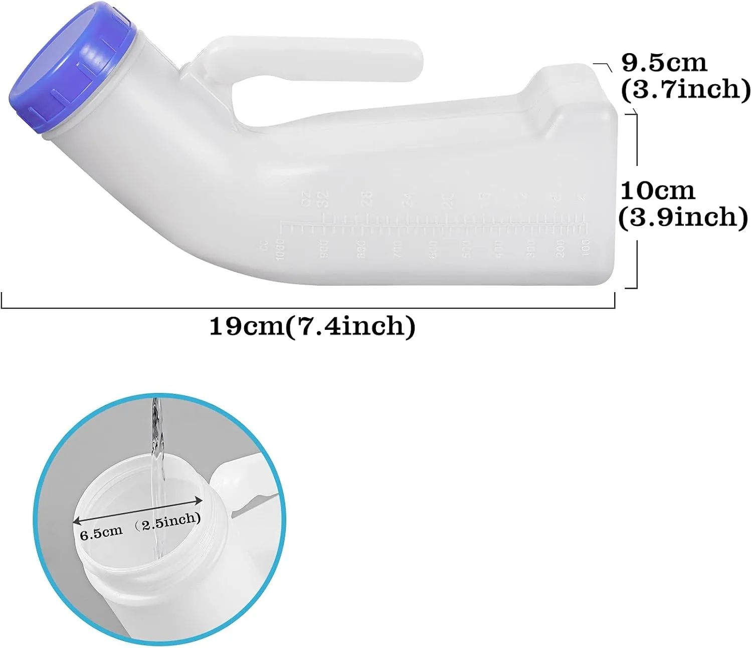AWOKEN Unisex Urinal, Portable Toilet Urinal for Men and Women, Pee Bottle with a Sealed Lid and Funnel for Elderly Kids and Patients for Camping Outdoor Travel