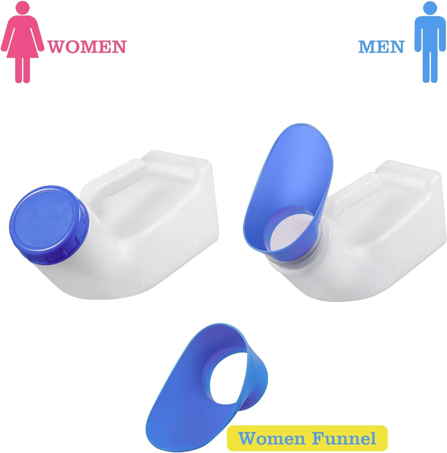 AWOKEN Unisex Urinal, Portable Toilet Urinal for Men and Women, Pee Bottle with a Sealed Lid and Funnel for Elderly Kids and Patients for Camping Outdoor Travel