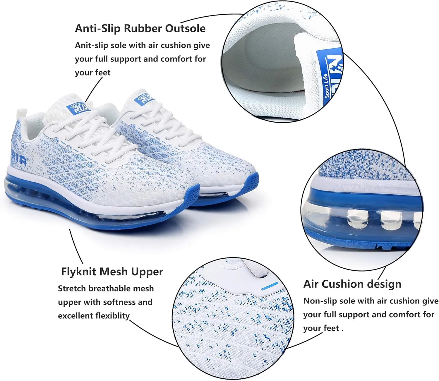 Azooken Mens Sports Footwear Tennis Breathable Jogging Lightweight Shoes