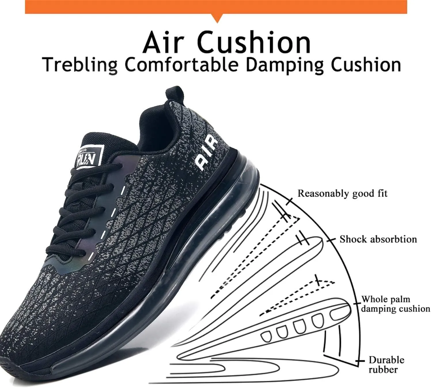 Azooken Mens Sports Footwear Tennis Breathable Jogging Lightweight Shoes