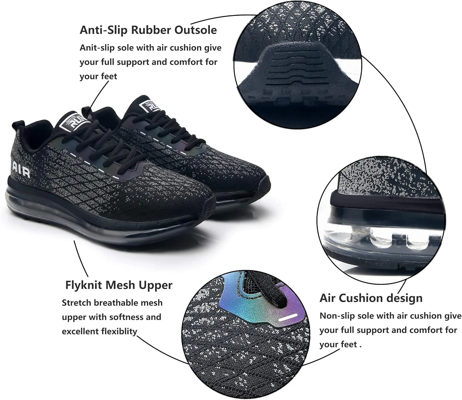 Azooken Mens Sports Footwear Tennis Breathable Jogging Lightweight Shoes