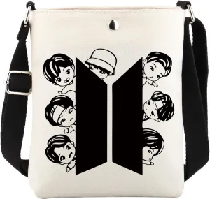 B-T-S Inspired Crossbody Bag Korean Group Fans Gift Boys Band Merchandise Gift