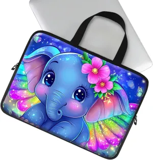 Baby Elephant with Big Eyes Theme Laptop Sleeve Case Notebook Sleeve PC Messenger Bag Durable Travel Laptop Bag Handbag 13-14 Inch with Handle for Laptop/Notebook/Tablet Laptop