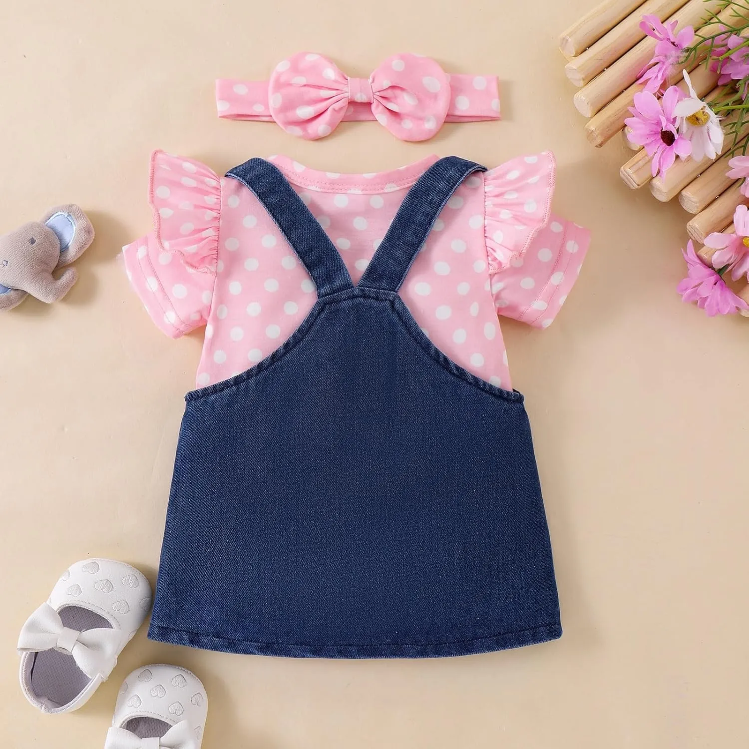 Baby Girl Clothes Suspender Skirt Newborn Ruffled Romper   Elephant Jeans Dress   Headband Summer Outfits 0-18 Months