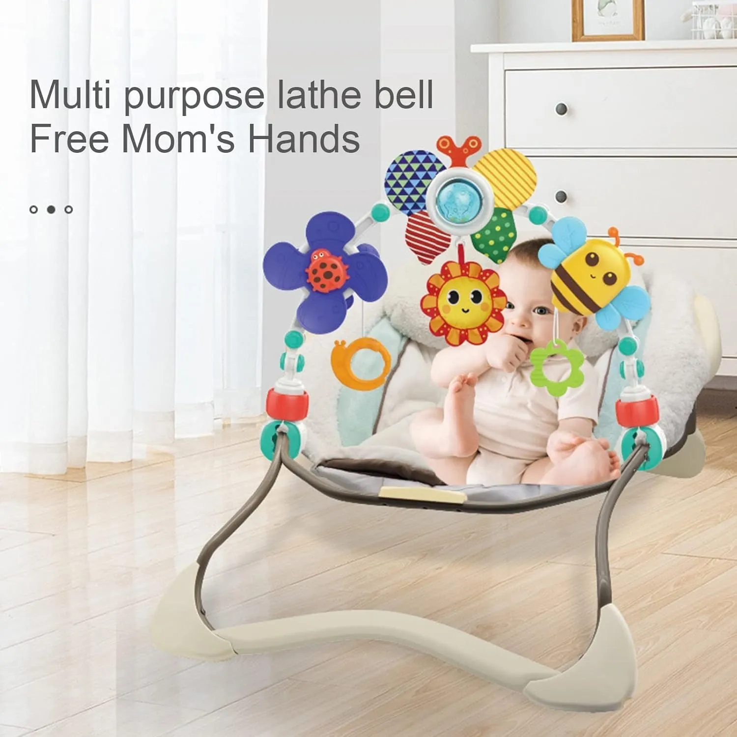 Baby Stroller Arch Toy Adjustable Stroller Car Seat Toys Toddlers Crib Bouncer Pram Bassinet Activity Arch Toys Educational Montessori Toy Gifts (Bee Pattern)