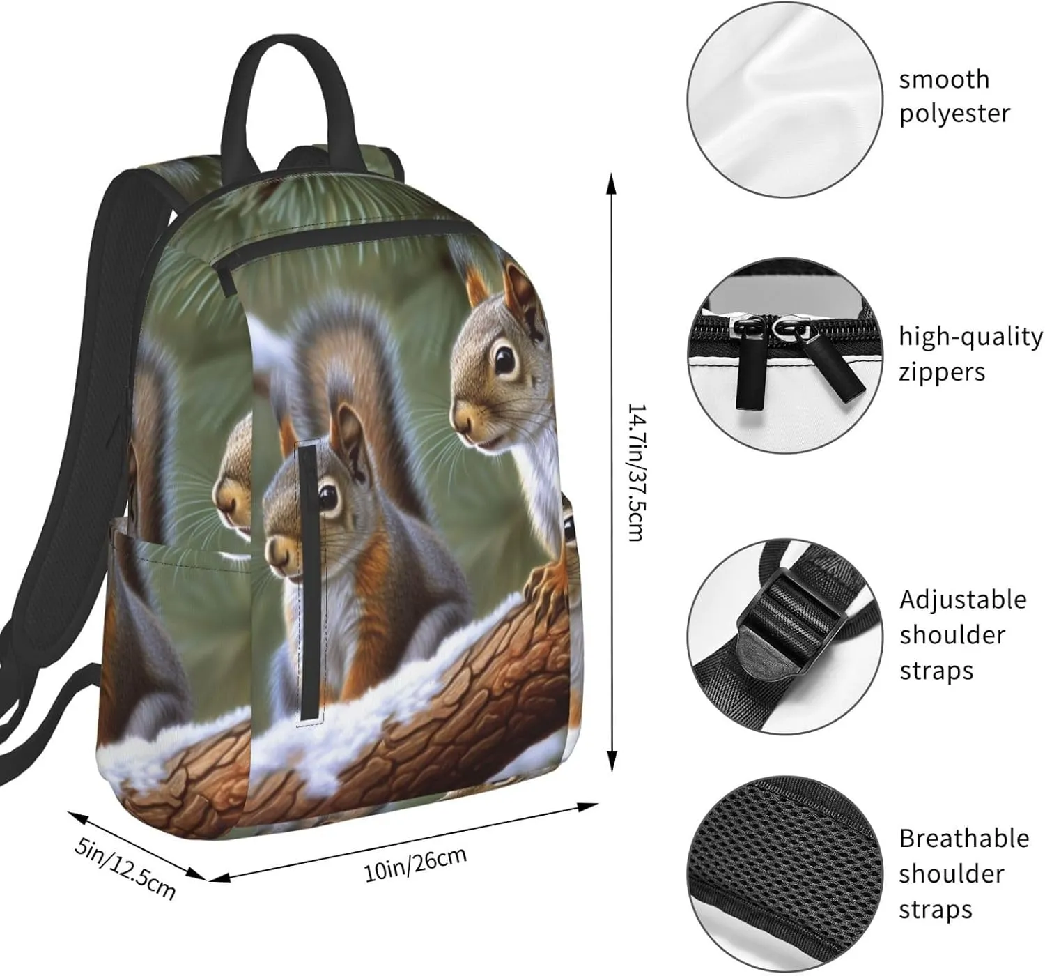 Backpack Little Squirrel Travel Casual Laptop Backpack Adjustable Hiking Daypack for Men Women