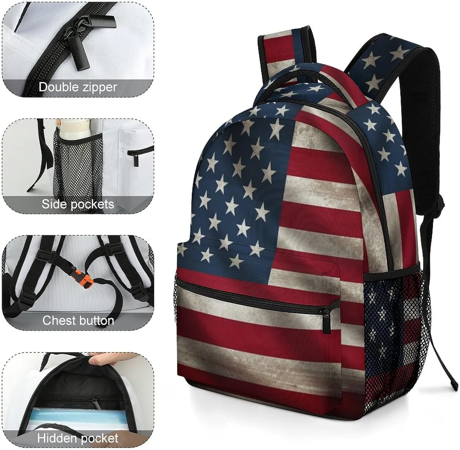 Backpacks American Flag Travel Bag Laptop Backpack Casual Daypack for Weekender Business Hiking