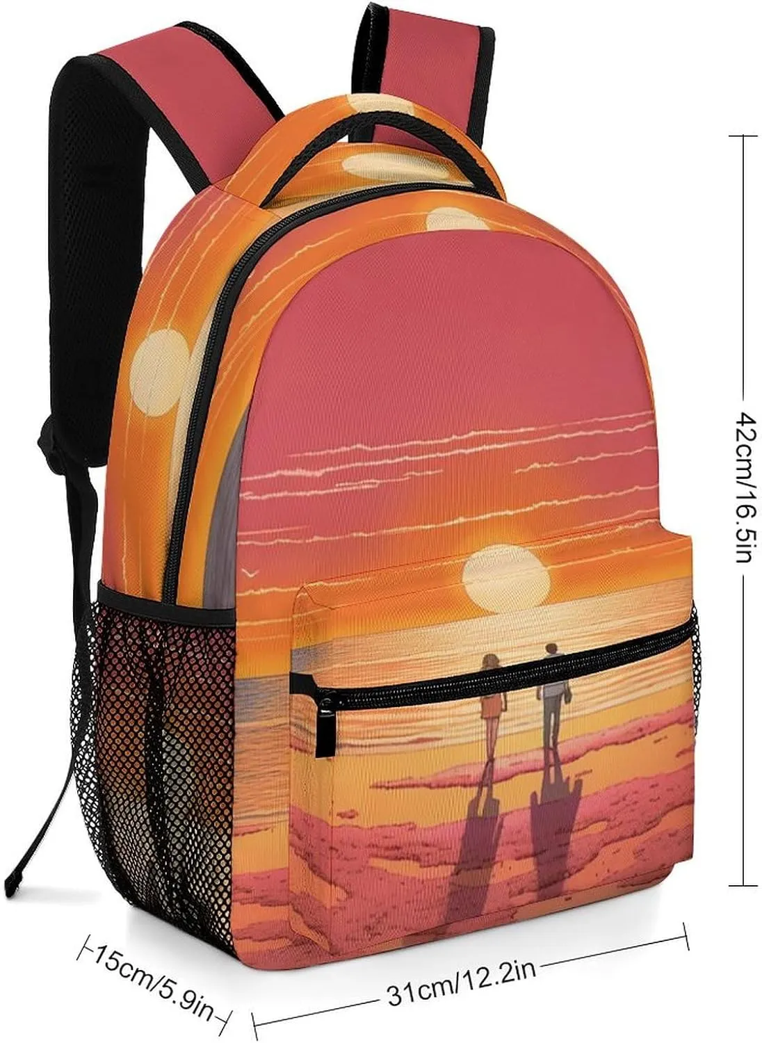 Backpacks Couple Watching Sunrise Travel Bag Laptop Backpack Casual Daypack for Weekender Business Hiking