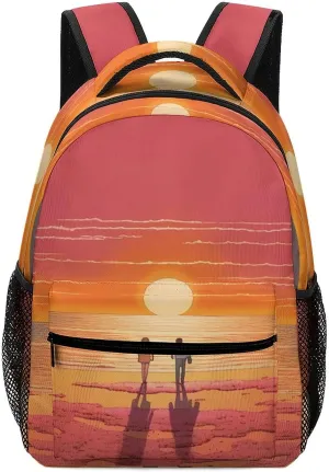 Backpacks Couple Watching Sunrise Travel Bag Laptop Backpack Casual Daypack for Weekender Business Hiking